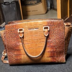 Michael Kors Brown Embossed Leather Bag